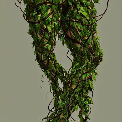 Image similar to a giant lady made of vines and leaves Dramatic Lighting, Trending on Artstation HQ, 4K, UHD.