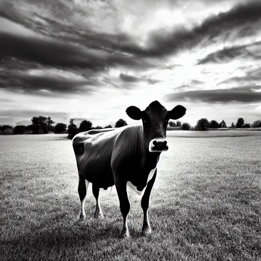 Image similar to photo of a cow in a field golden jour