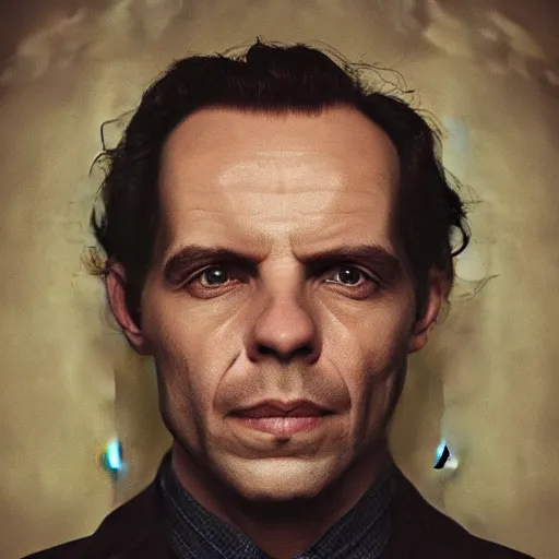 Image similar to Candid portrait photograph of Professor Moriarty, accurate face, correct face, symmetrical face, taken by Annie Leibovitz