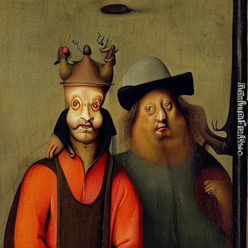 Image similar to painting of Tim and Eric by Hieronymus Bosch