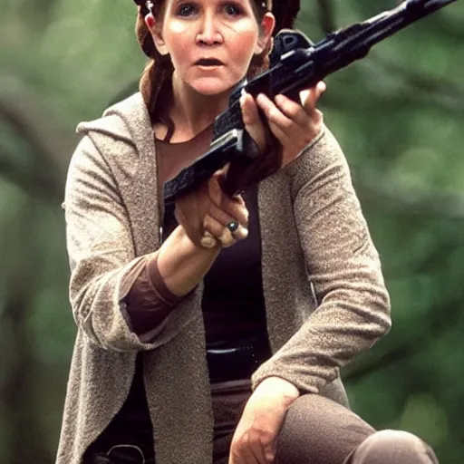 Prompt: carrie fisher as katniss