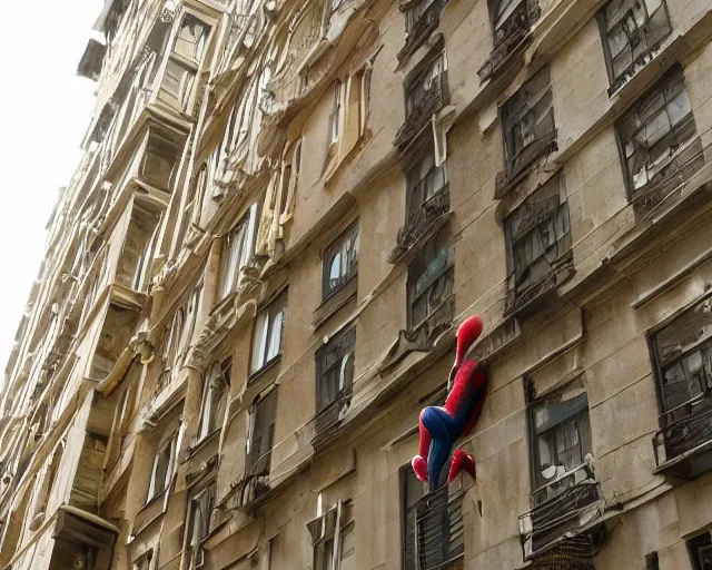 Image similar to photograph of spider - man on a building movie set