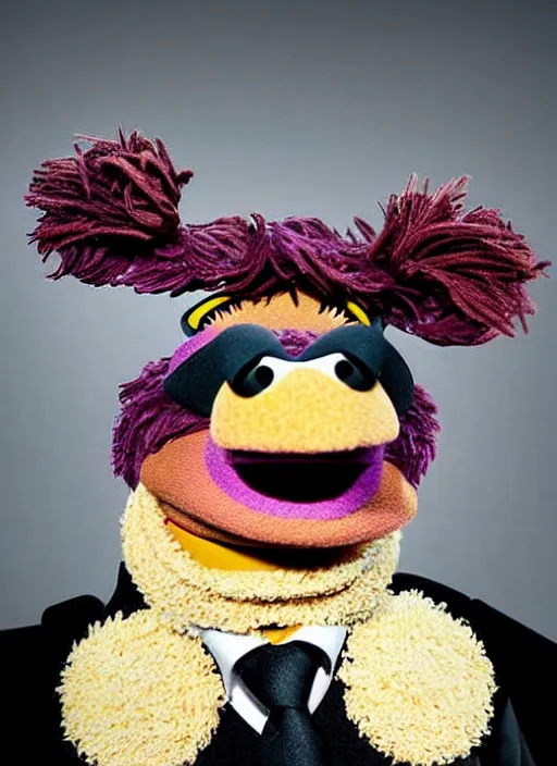 Image similar to studio portrait still of muppet!!!!! christian bale!!!!!! as a muppet muppet as a muppet, 8 k, studio lighting, key light,