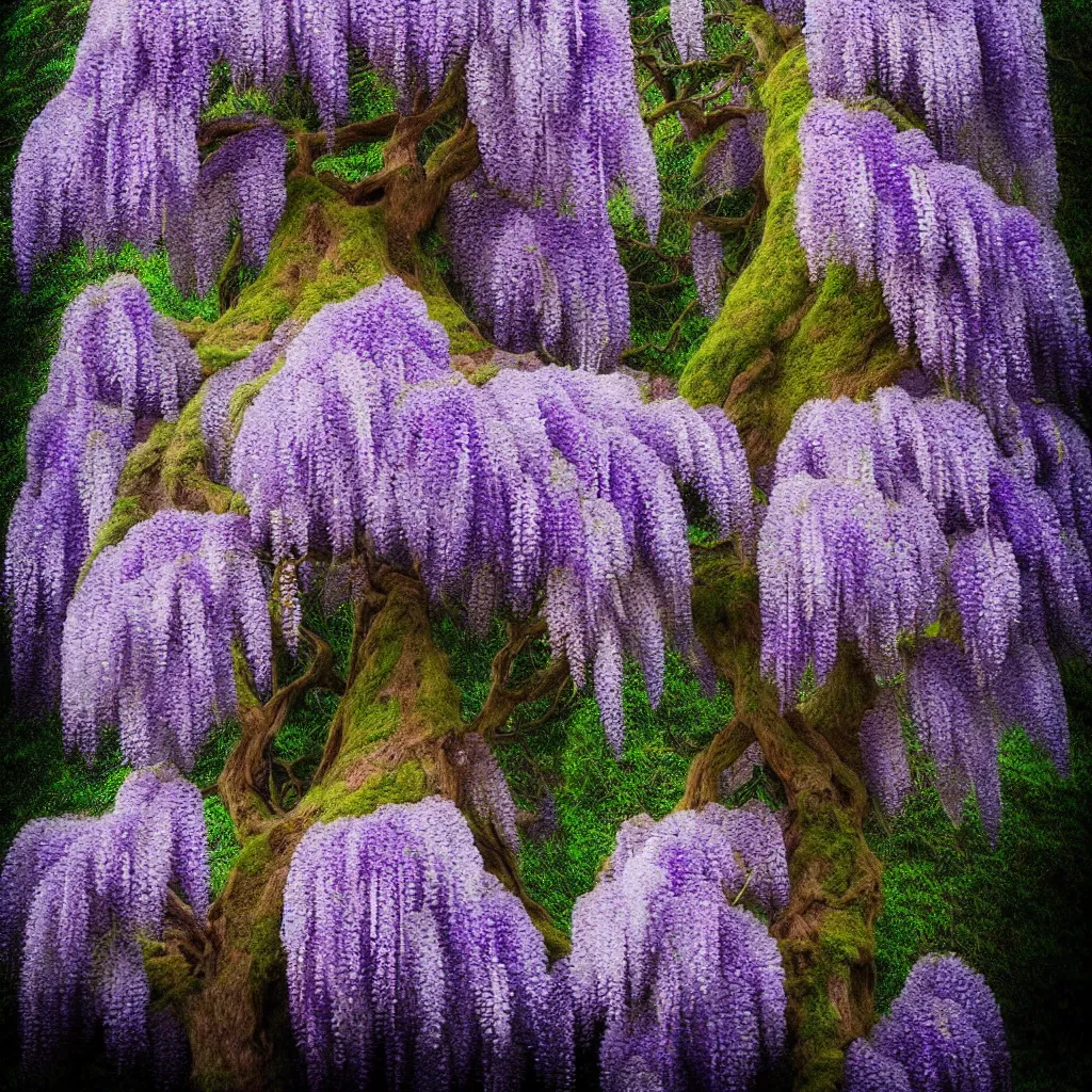 Prompt: tiny wisteria tree on top of a distant hill. backlit. muted colors. fantasy magic style. highly detailed 8 k. intricate. lifelike. epic. movie poster. soft light. sony a 7 r iv 5 5 mm. cinematic post - processing
