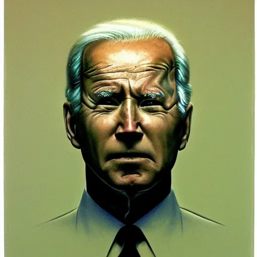 Image similar to presidential portrait of joe biden by beksinski