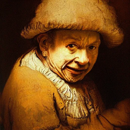 Prompt: a painting of desperate, sad, unhappy, miserable people faces by rembrandt