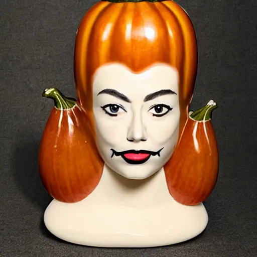 Image similar to gourd with face of amber heard hybrid intercross mix as a gourd