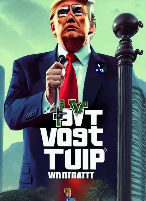 Image similar to Highly detailed portrait of President Trump, savior of the planet, in GTA V, Stephen Bliss, unreal engine, fantasy art by Greg Rutkowski, Loish, Rhads, ferdinand knab, Makoto Shinkai and Lois van baarle, ilya kuvshinov, rossdraws, Tom Bagshaw, alphonse mucha, global illumination, radiant light, detailed and intricate environment