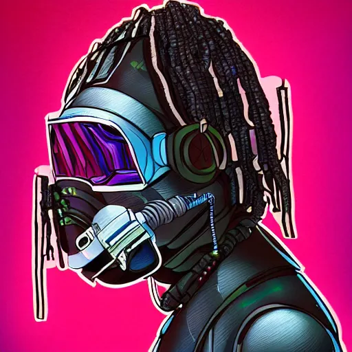 Prompt: cyberpunk robotic whoopi goldberg, sharp lines, digital, artstation, colored in