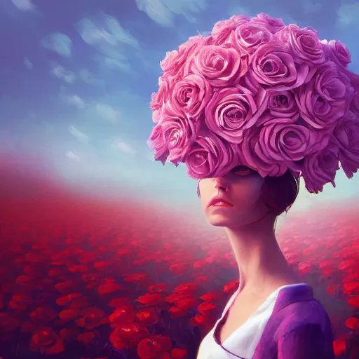 closeup, massive rose flower head, frontal, girl in a | Stable ...