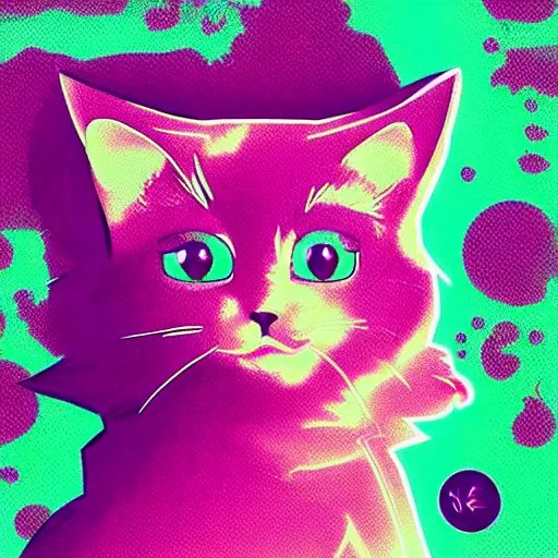 Prompt: anime cat, portrait, vaporwave, synthwave, neon, vector graphics, cinematic, volumetric lighting, f 8 aperture, cinematic eastman 5 3 8 4 film