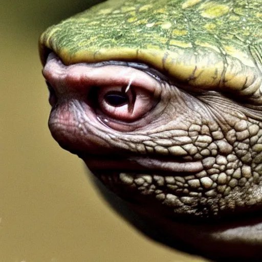 Image similar to gollum - faced turtle crying