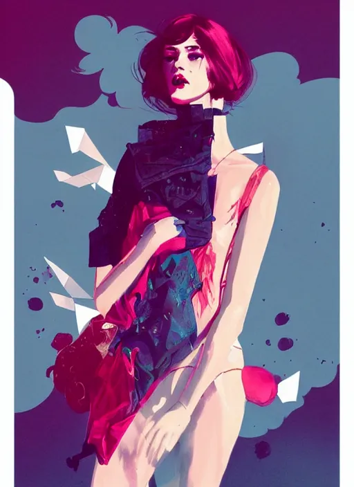 Image similar to character design, a fashion girl in future style costume, concert poster retro, conrad roset, greg rutkowski, flume cover art