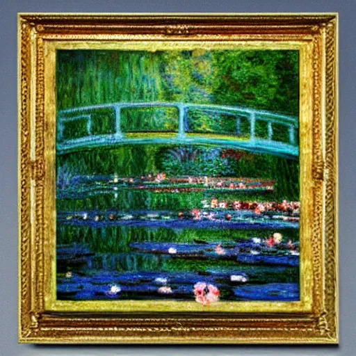 Image similar to a painting by monet ( ( ( tetris ) ) )