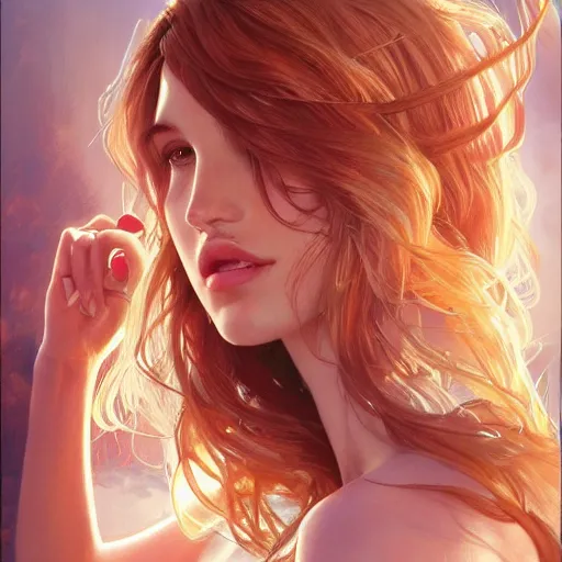 Image similar to ultra realistic illustration, bella thorne as tinder, intricate, elegant, highly detailed, digital painting, artstation, concept art, smooth, sharp focus, illustration, art by artgerm and greg rutkowski and alphonse mucha