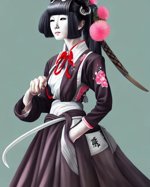 Image similar to a ultradetailed beautiful painting of a stylish japanese battle maid, by artferm, trending on artstation