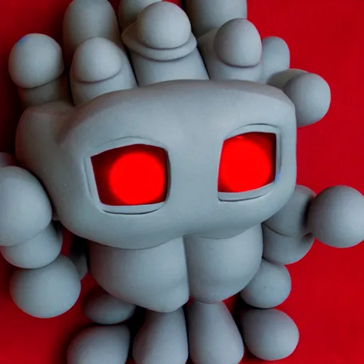 Image similar to a baby magma golem, grey and red colours