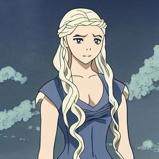 Image similar to Daenerys as an anime character from Studio Ghibli