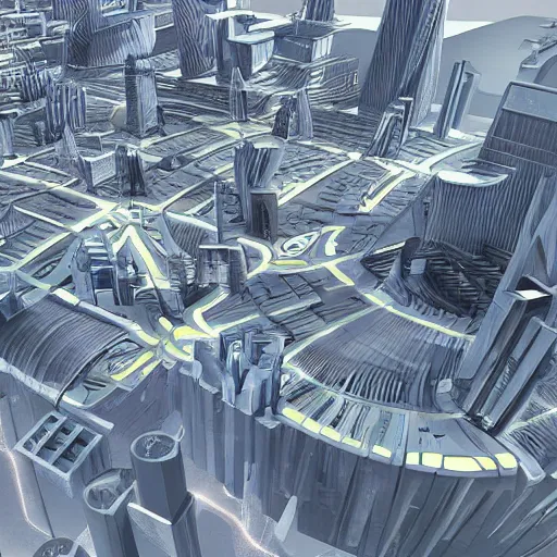 Prompt: A plan of a futuristic city