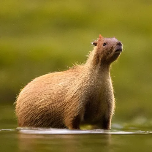 Image similar to photo of a hybrid between a capybara and a kiwi bird