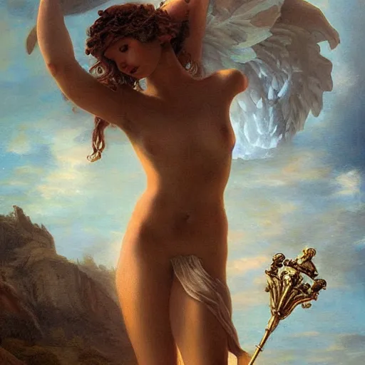 Prompt: goddess of lasers by Guillaume Seignac