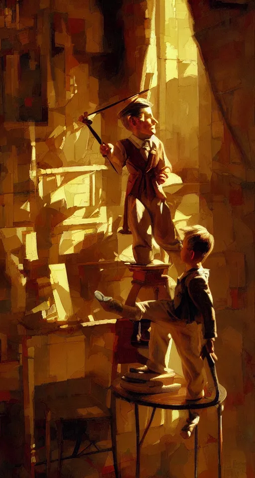 Prompt: pinocchio highly detailed painting by craig mullins, j. c. leyendecker