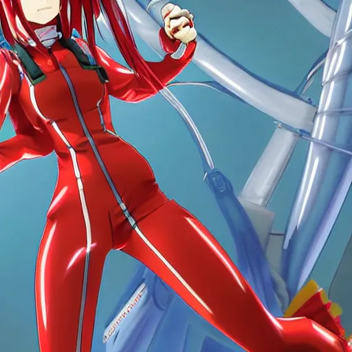 Prompt: Asuka in plugsuit, official artwork