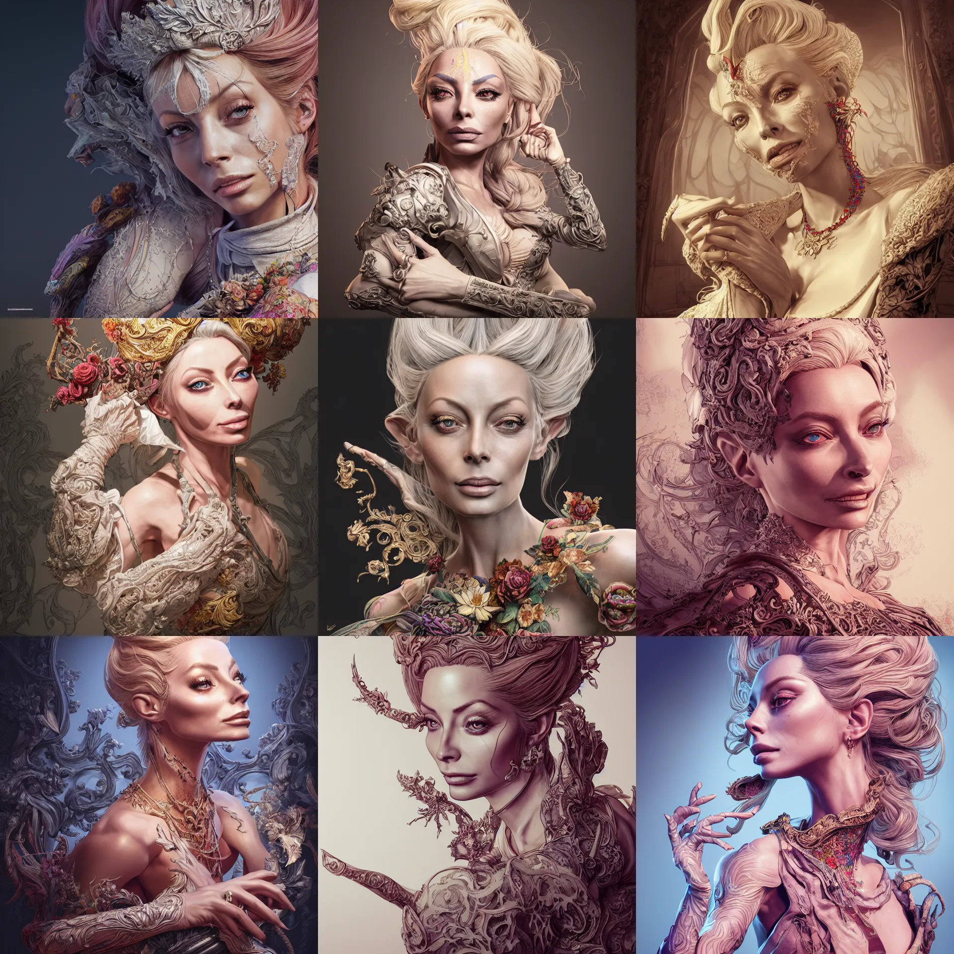 Image similar to the portrait of isabelledeltore as an absurdly beautiful, graceful, elegant, sophisticated, an ultrafine hyperdetailed illustration by kim jung gi, irakli nadar, intricate linework, bright colors, octopath traveler, final fantasy, unreal engine 5 highly rendered, global illumination, radiant light, detailed and intricate environment