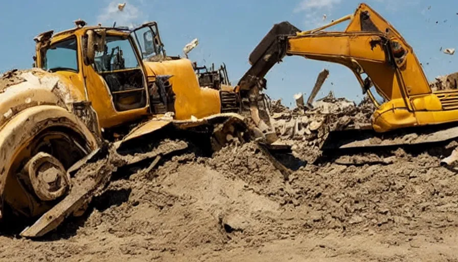 Prompt: big budget movie about a bulldozer demolition derby