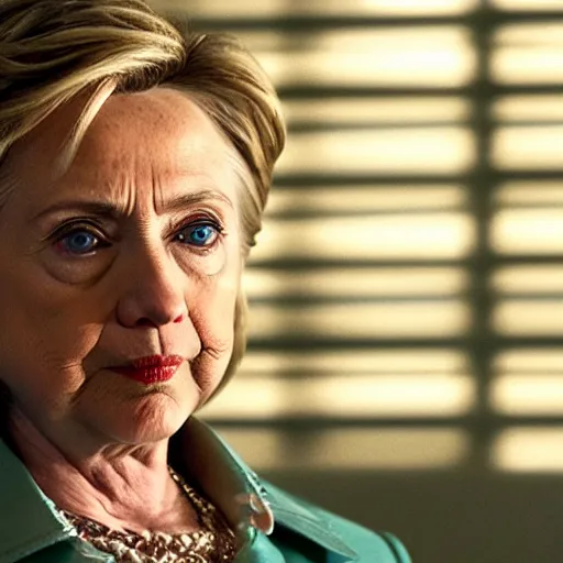 Image similar to cinematic shot of hillary clinton in breaking bad