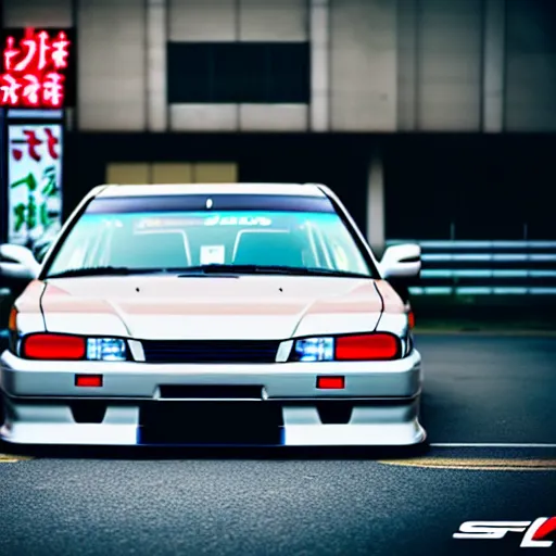 Image similar to a car JZX100 drift missile at illegal car meet, Chiba prefecture, city mist softlight, photorealistic, highly detailed, 85MM