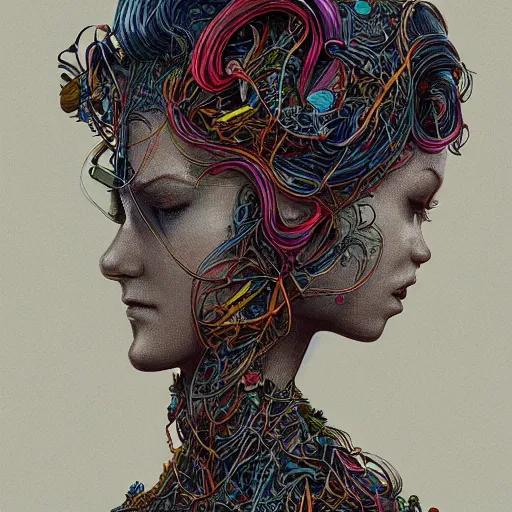 Prompt: the head of an incredibly elegant and beautiful woman partially made of potatoes and dirt looking down, an ultrafine detailed illustration by james jean, final fantasy, intricate linework, bright colors, behance contest winner, vanitas, angular, altermodern, unreal engine 5 highly rendered, global illumination, radiant light, detailed and intricate environment