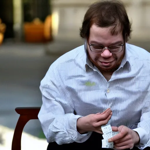 Prompt: sergey mavrodi eats his money