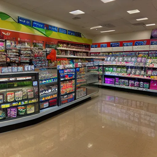 Image similar to Vision working as a 7/11 cashier, wide wide shot, very detailed, hdr photograph, beautiful lighting