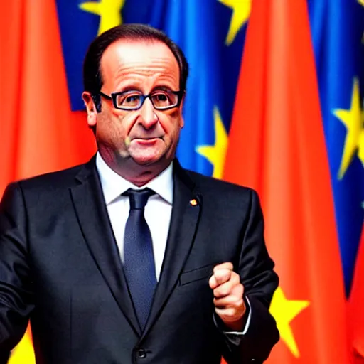 Prompt: François hollande is a super saiyan, by easo andrews