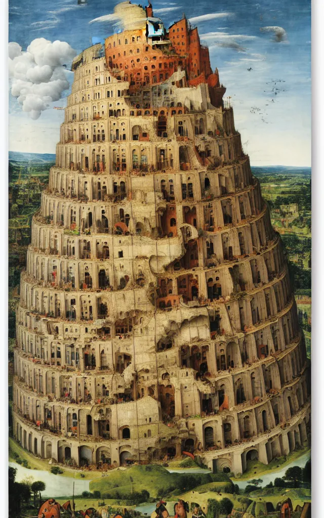 Image similar to a cutaway view of the tower of babel by pieter breugel the elder