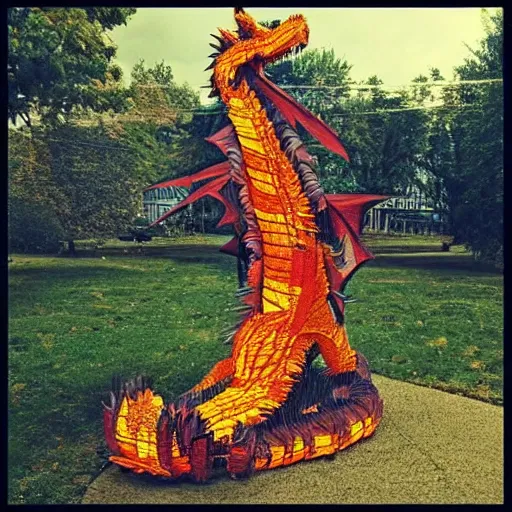 Prompt: “fire breathing dragon, made of straw”