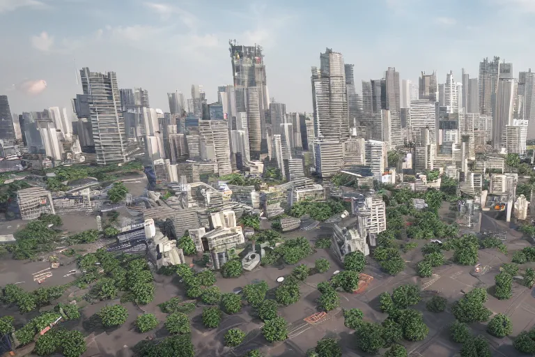 Prompt: 3 d rendering of the city of jakarta rendered with an unreal engine 5, the image is refined with uhd, yellowish light, and also its beauty is like the real world