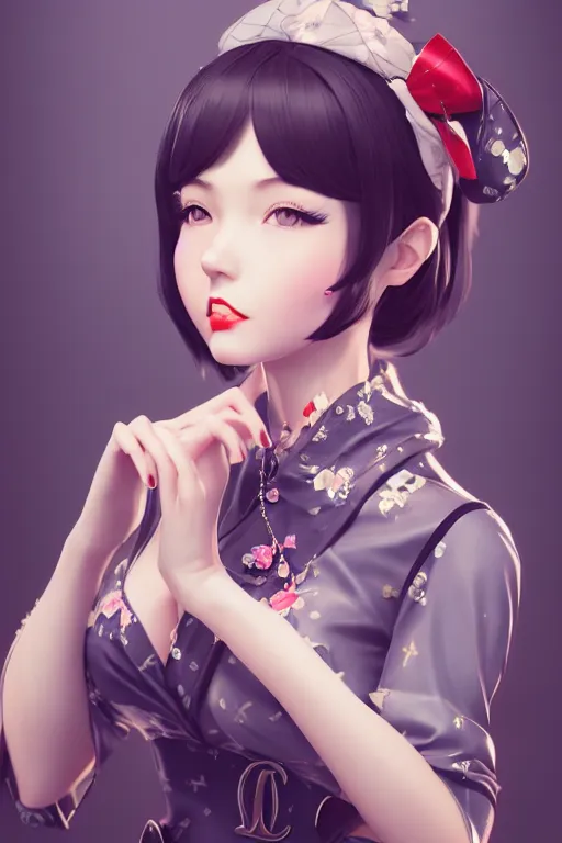 Image similar to a pin up and beautiful fashion charming dreamlke japan girl with lv jewelry, character art, art by wlop and and ilya kuvshinov, hyperdetailed, 8 k realistic, symmetrical, frostbite 3 engine, cryengine, dof, trending on artstation, digital art