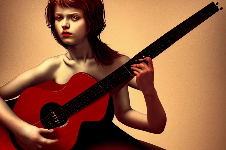 girl playing acoustic guitar wallpaper