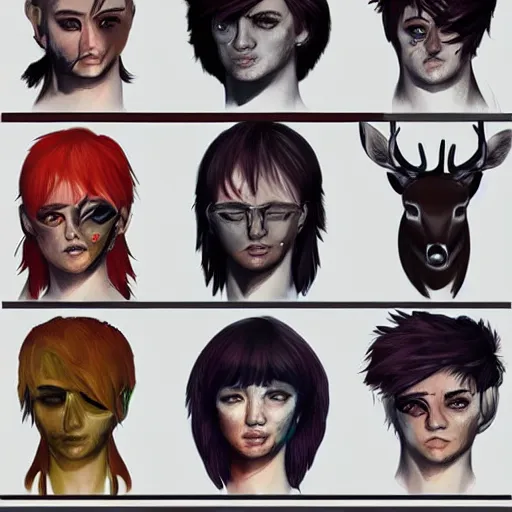 Image similar to human, humanoid, bambie, male, deer, punk, featured on artstation