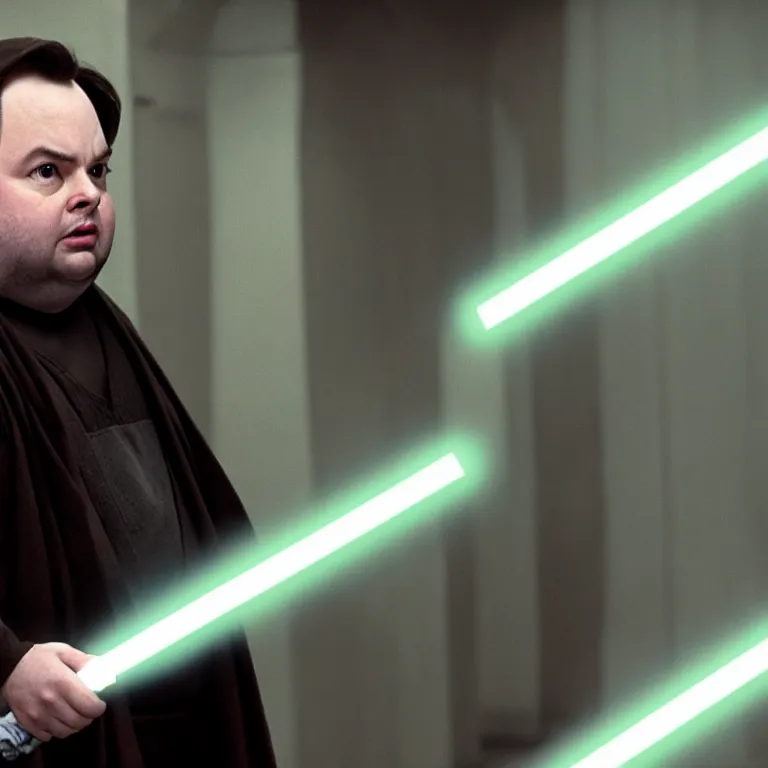 Prompt: rich evans as a jedi master, movie still, 8 k, hdr, atmospheric lighting