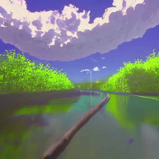 Image similar to a small river going down the forest but it is on the end of evangelion, cinematic pose, 8 k