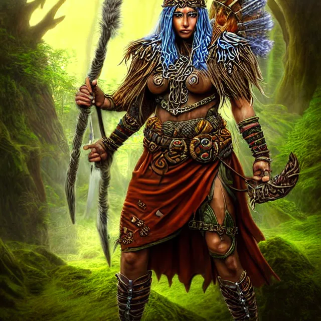 Image similar to druid warrior with earth powers, highly detailed, 4 k, hdr, smooth, sharp focus, high resolution, award - winning photo, anne stokes, photorealistic