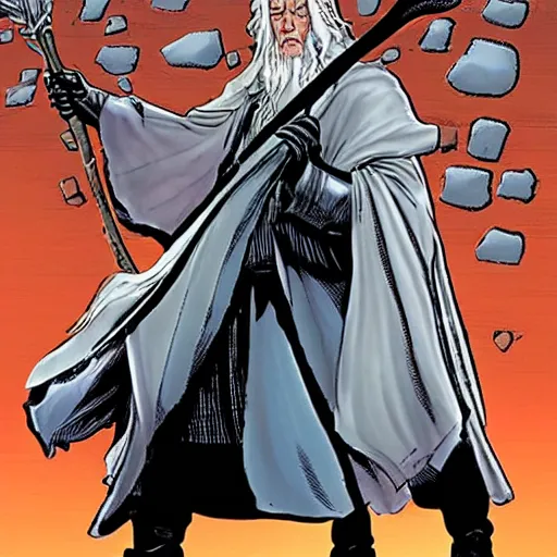 Image similar to Gandalf as a marvel comic book character