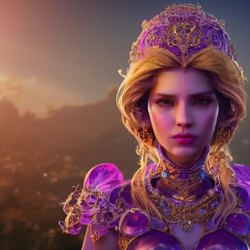 Image similar to portrait of wonderful princess of amethyst with fair skin, ornate 8 k gorgeous intricate detailed, accent lighting, dramatic light, octane render