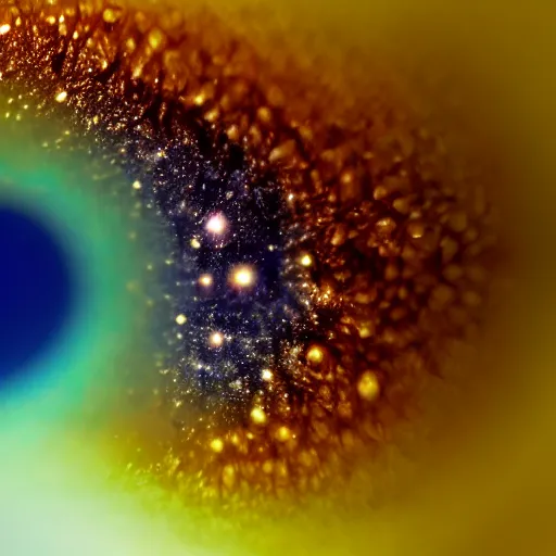 Prompt: Liminal space in outer space, human eye iris macro photography!!!!!