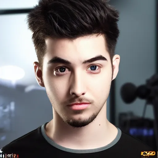 Image similar to xpeppoz twitch streamer, detailed face, 8 k, sharp focus