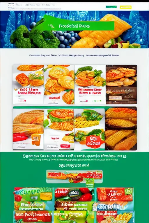 Prompt: realistic frozen food shop eccomerce homepage