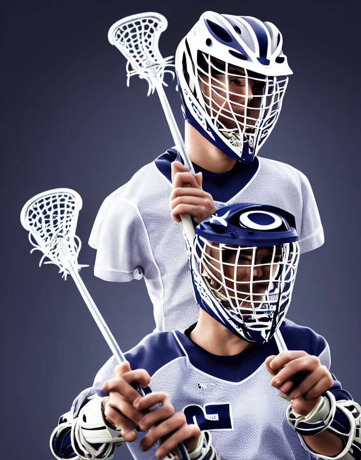 Image similar to closeup portrait of very beautiful cute male lacrosse player in a penn state stadium, glamour pose, particle effects, backlit, highly detailed, soft ambient lighting, sharp focus, rule of thirds, artgerm, wlop, arney freytag, rossdraws, frank frazetta, andrei riabovitchev, hd, octane, 4 k